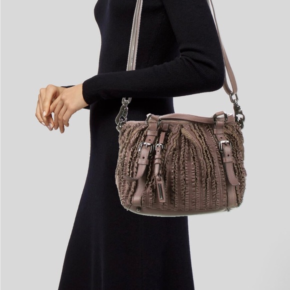 Burberry Old Rose Ruffled Leather Lowry Bag - Picture 2 of 15